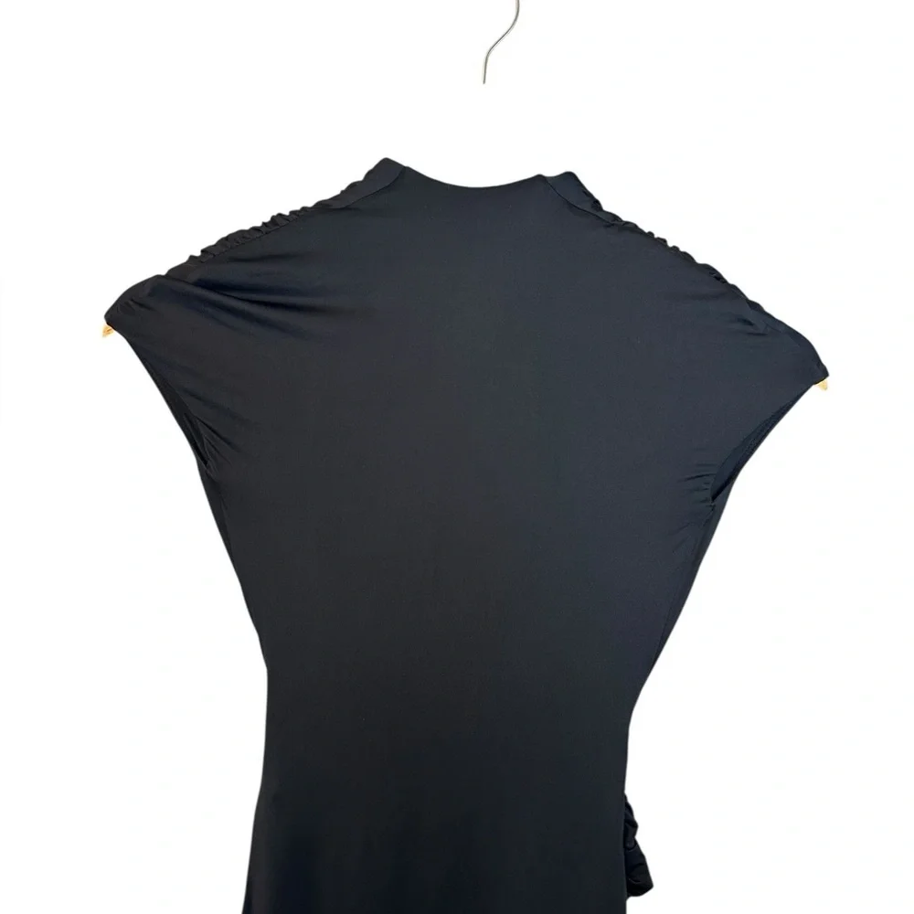 NWT Oh Polly Amalda Slinky Jersey Plunge Hardware Detail Maxi Dress in Black 0 - Picture 8 of 9